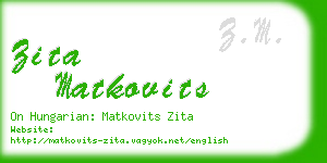 zita matkovits business card